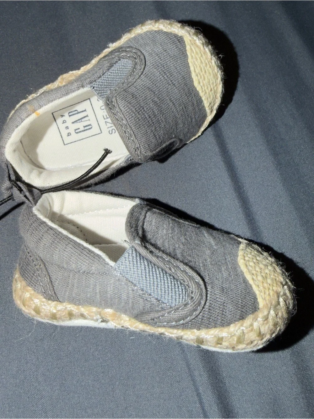 Baby Gap newborn gray espadrille slip on crib shoes 0 to 3 months